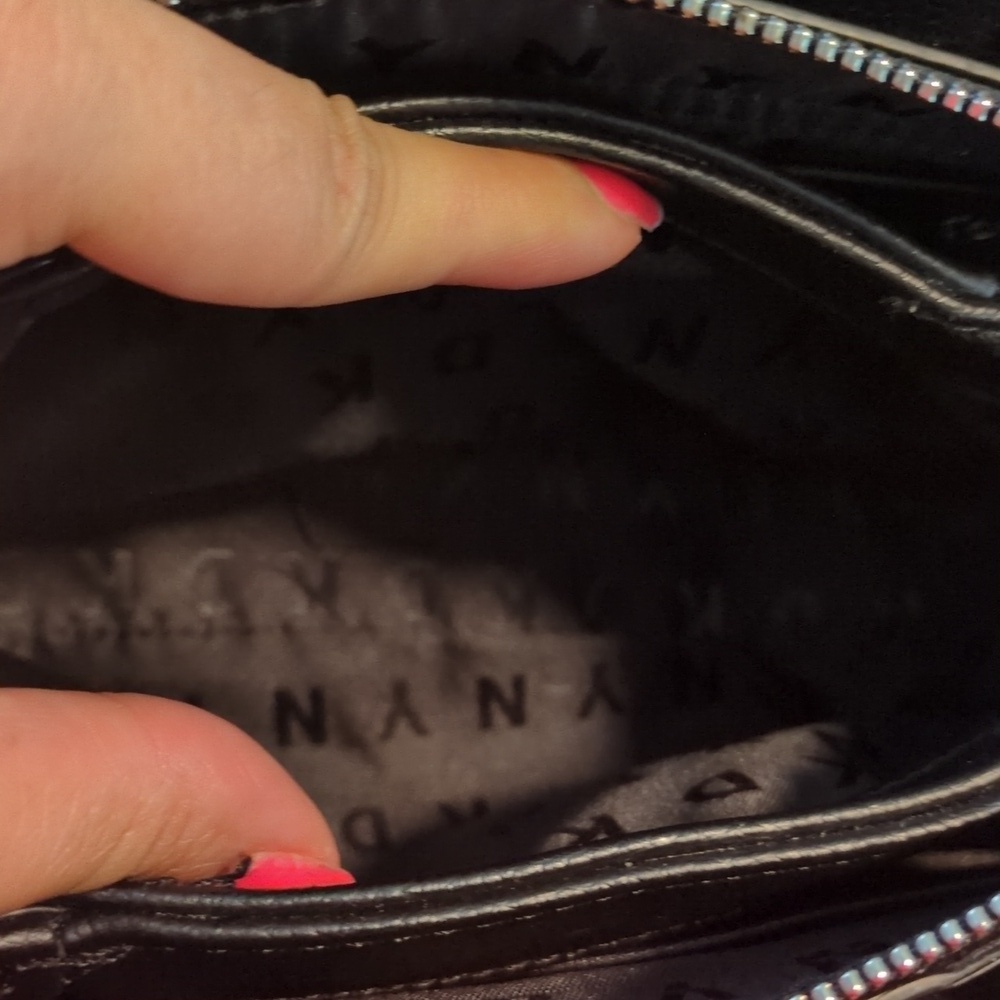 DKNY Paige small satchel crossbody handbag with a graffiti print. - Picture 6 of 7